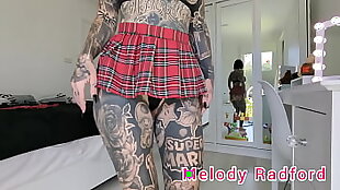Brief Dark-hued and Crimson Underwear Mini-skirt Attempt On Drag Closeup Melody Radford